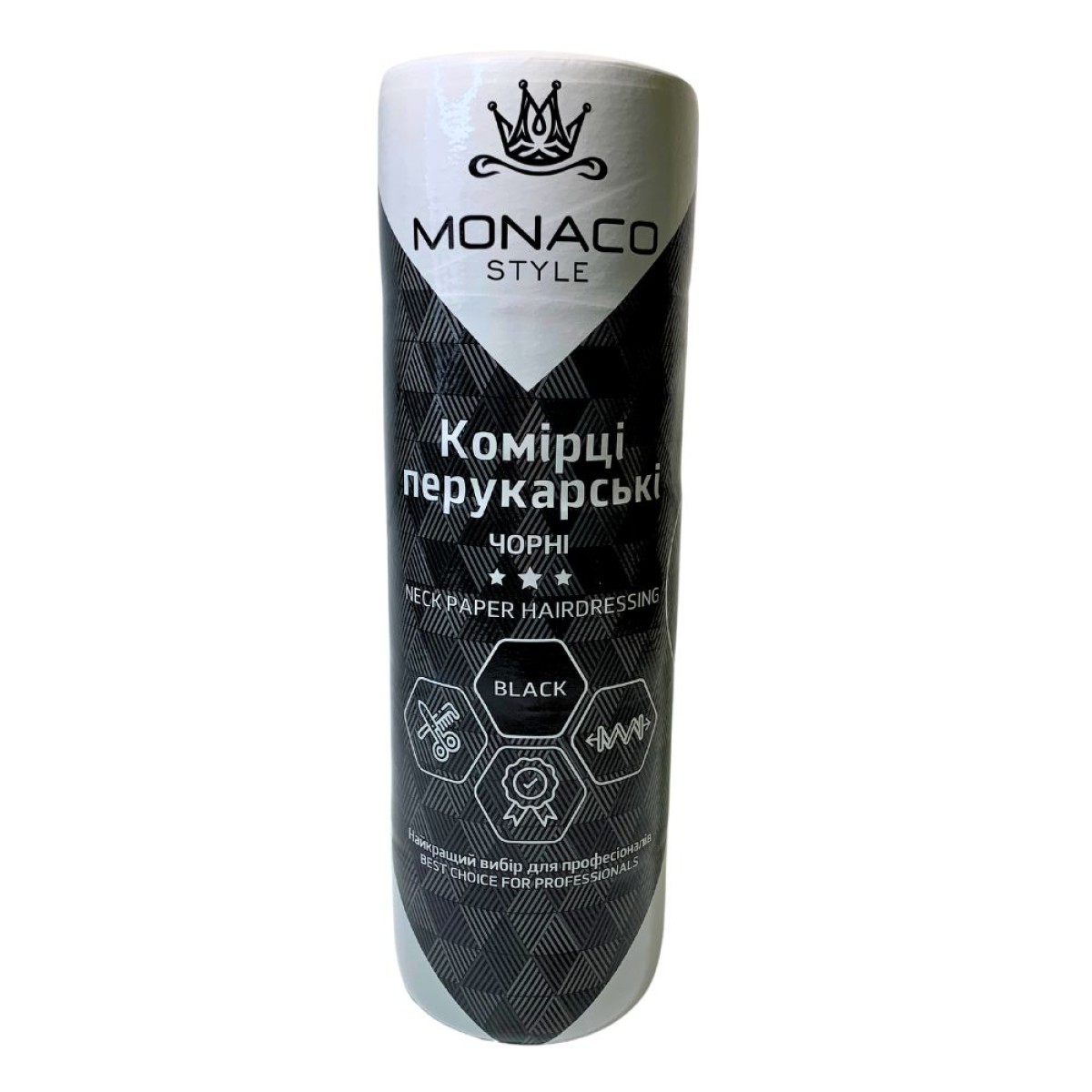 Комірці перукарські Monaco Style паперові чорні (5 ролів х 100шт.)